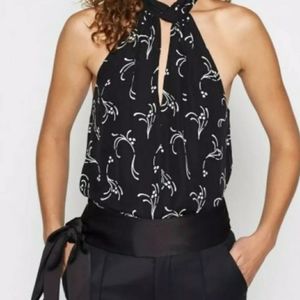 XS JOIE SILK Cedra Halter TOP Black White
